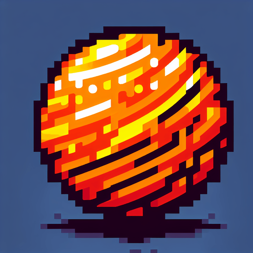 8-bit. Cartoon. Orange energy ball.
. In game asset. Single Game Texture. In-Game asset. 2d. Blank background. High contrast. No shadows.