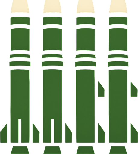 only green missiles with white caps, same as in the image