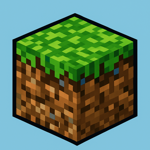 Minecraft çim bloğu.
In-Game asset.  High contrast.  No shadows