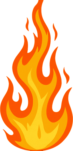 Tall flame shot of a flame gun assets.  without the gun.
In-Game asset.  2d.  High contrast.  No shadows