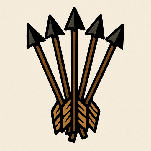 arrows like they were used in the middle ages real life battles.
In-Game asset.  2d.  High contrast.  No shadows