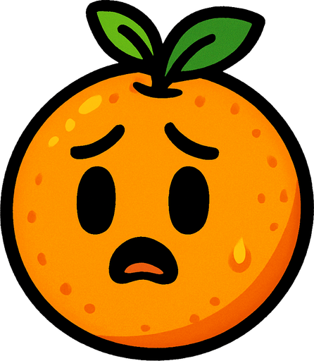 Naranja cute preocupada.
In-Game asset.  2d.  High contrast.  No shadows