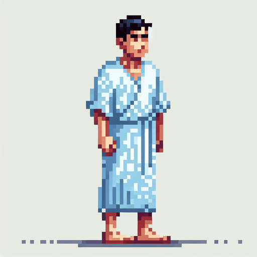 a sprite of a male person in a hospital gown.
a 2d sprite of a male person in a hospital gown