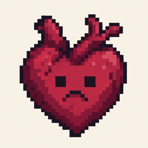 Make a 2d pixel monster heart no leg no arm.
In-Game asset.  2d.  High contrast.  No shadows
