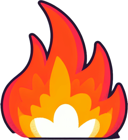 cartoon retro fire.
Single Game Texture. In-Game asset. 2d. Blank background. High contrast. No shadows.