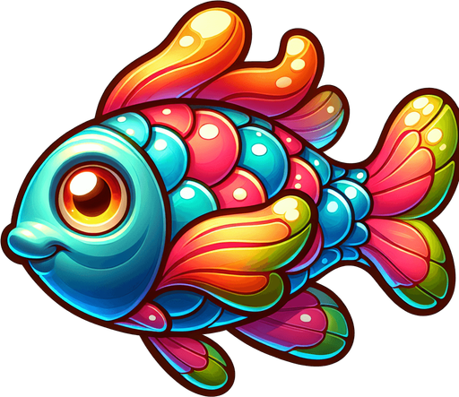 cartoon fish.
2D, Without background