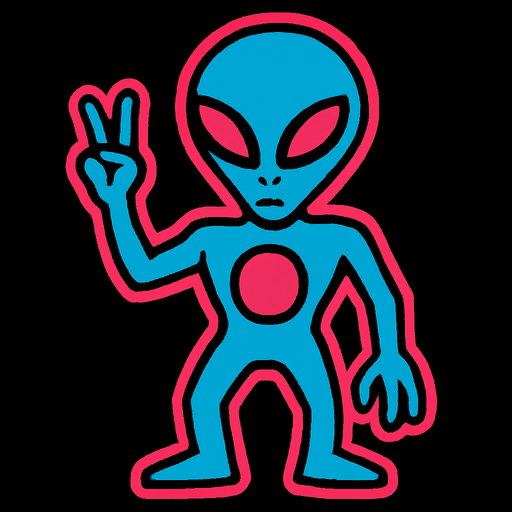 retro alien.
In-Game asset.  2d.  High contrast.  No shadows