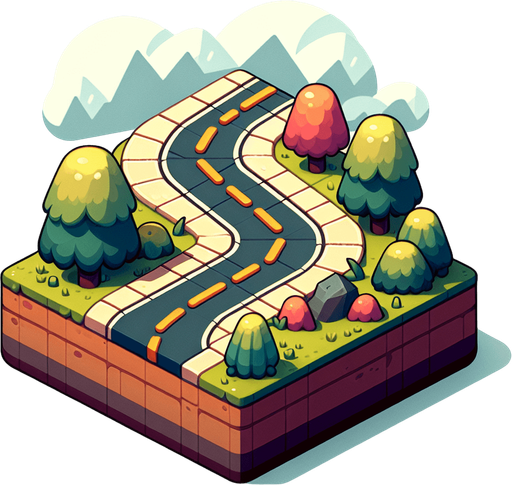 Road.
Single Game Texture. In-Game asset. 2d. Blank background. High contrast. No shadows.