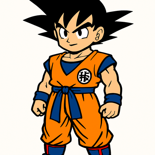 Goku.
In-Game asset.  2d.  High contrast.  No shadows