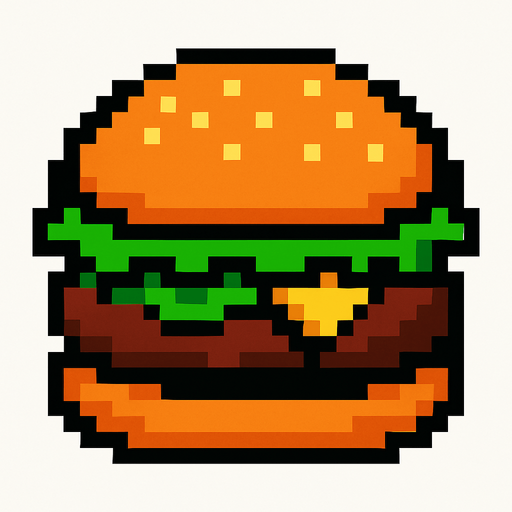 pixel art burger paty.
In-Game asset.  2d.  High contrast.  No shadows