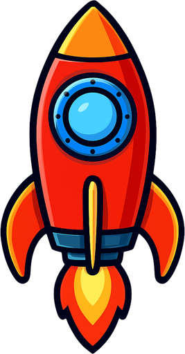 Vertical rocket.
In-Game asset.  2d.  High contrast.  No shadows
