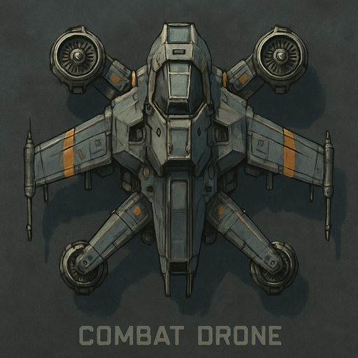combat drone spaceship top view.