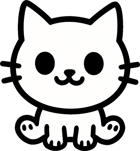 Un gato blanco con ojos y boca negra sin cuerpo solo la cabeza circular con sus orejas y sus 4 patitas estilo caricatura.
In-Game asset.  2d.  High contrast.  No shadows