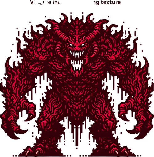 monster dark red meta blu.
Single Game Texture.  In-Game asset.  2d.  Blank background.  High contrast.  No shadows