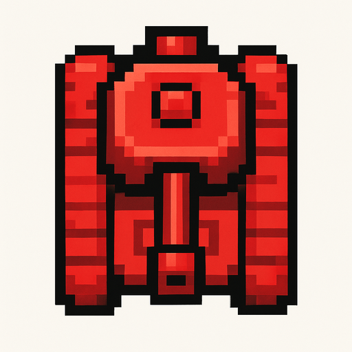 red tank pixel art top down.
In-Game asset.  2d.  High contrast.  No shadows