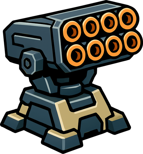 Rocket launcher turret.
In-Game asset.  2d.  High contrast.  No shadows