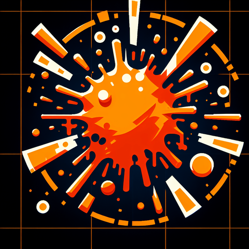orange damage splash..
Single Game Texture. In-Game asset. 2d. Blank background. High contrast. No shadows.