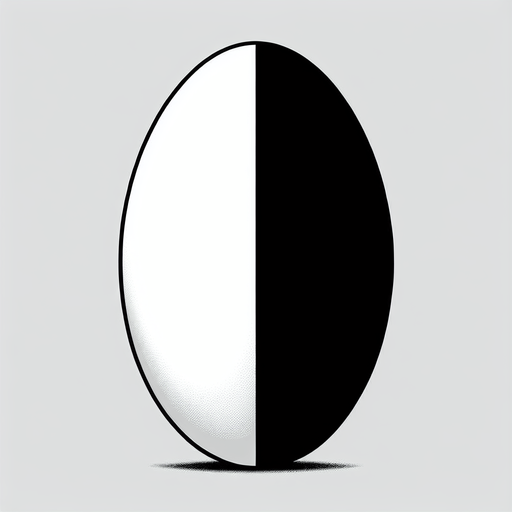 Elongated elipse with black top half and white bottom half.