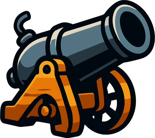 Cannon.
In-Game asset.  2d.  High contrast.  No shadows