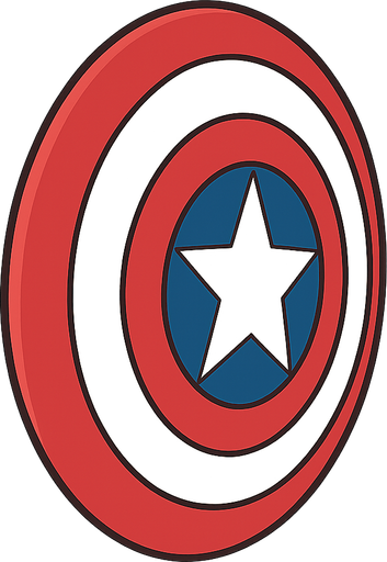 cool shield like captain amarika. No background. Transparent background. Blank background. No shadows. 2d. In-Game asset. flat