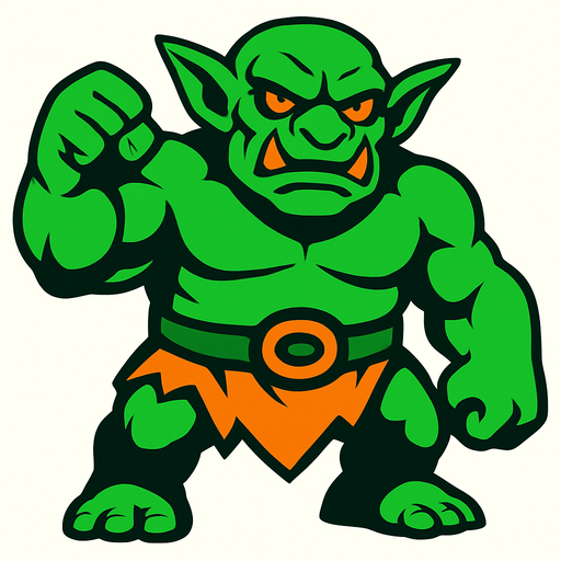 titan goblin.
In-Game asset.  2d.  High contrast.  No shadows
