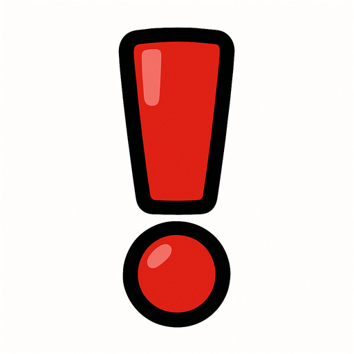 ünlem işareti kırmızı.
In-Game asset.  2d.  High contrast.  No shadows