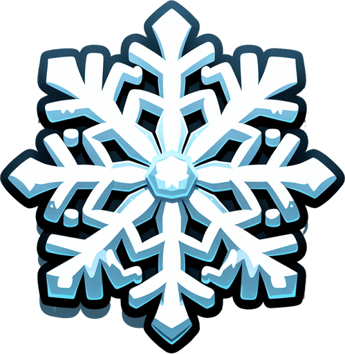 a single cartoon snowflake.
Single Game Texture. In-Game asset. 2d. Blank background. High contrast. No shadows.