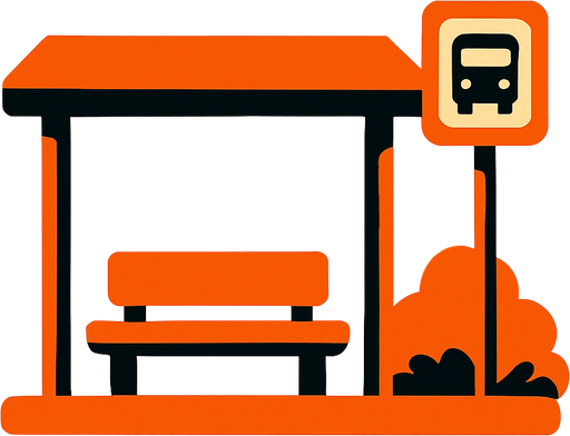 bus stop.
In-Game asset.  2d.  High contrast.  No shadows