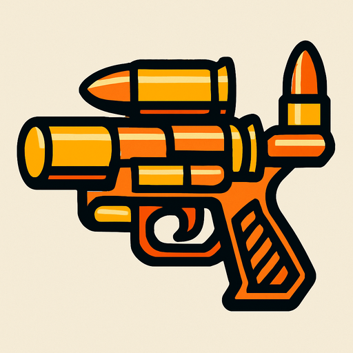 Bullet gun.
In-Game asset.  2d.  High contrast.  No shadows