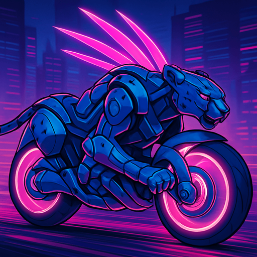 cyberpunk American anime koraidon Miraidon-esque motorcycle animal futuristic cheetah-meets-motorcycle