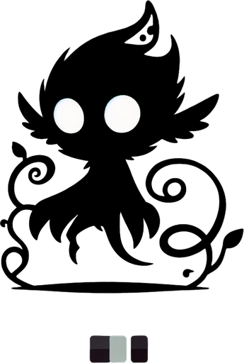 A silhouette of a small, mischievous shadow creature (imp, tendril beast, raven?). Could also be a pair of glowing eyes peering out from darkness..
Single Game Texture.  In-Game asset.  2d.  Blank background.  High contrast.  No shadows