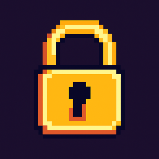 lock pixel art.
In-Game asset.  2d.  High contrast.  No shadows