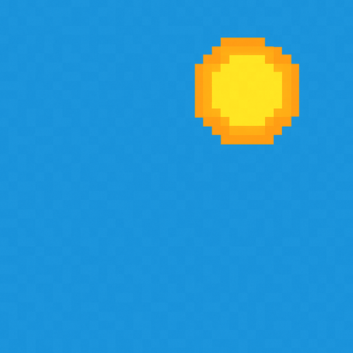 sunny sky. no cloud. pixel art..
In-Game asset.  2d.  High contrast.  No shadows