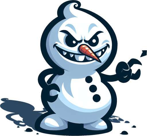 cartoony evil snowman character

Single Game Texture. In-Game asset. 2d. Blank background. High contrast. No shadows.