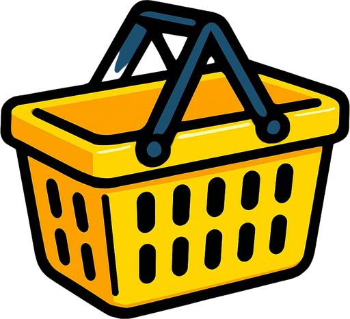 Market sepeti sarı renk oyuncak gibi.
In-Game asset.  2d.  High contrast.  No shadows