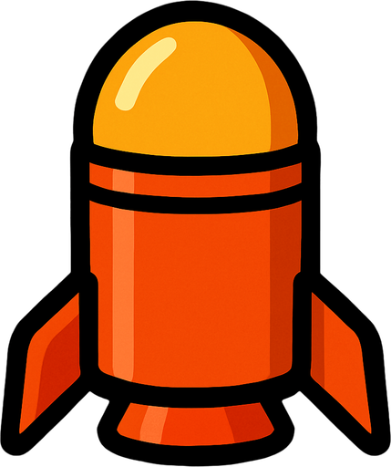 yuvarlak mermi roket şeklinde.
In-Game asset.  2d.  High contrast.  No shadows