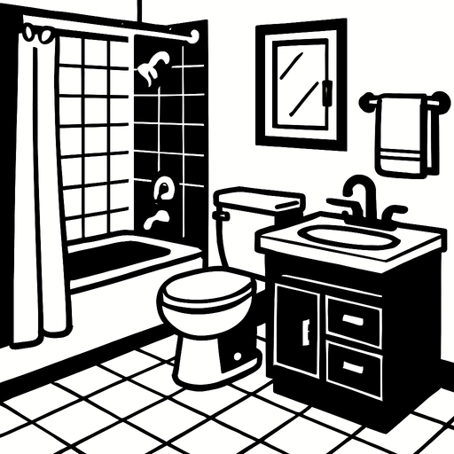 bathrom.
In-Game asset.  2d.  High contrast.  No shadows