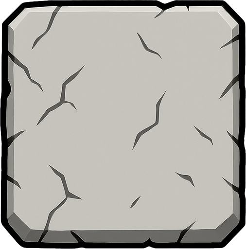 una roca regtangular en 2d de color gris claro.
In-Game asset.  2d.  High contrast.  No shadows
