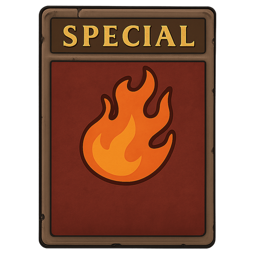 dungeon card game special card with fire logo
. No background. Transparent background. Blank background. No shadows. 2d. In-Game asset. flat