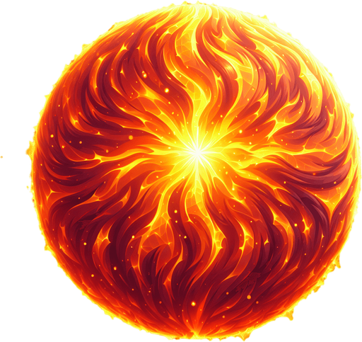 orang fire ball light.
Single Game Texture.  In-Game asset.  2d.  Blank background.  High contrast.  No shadows