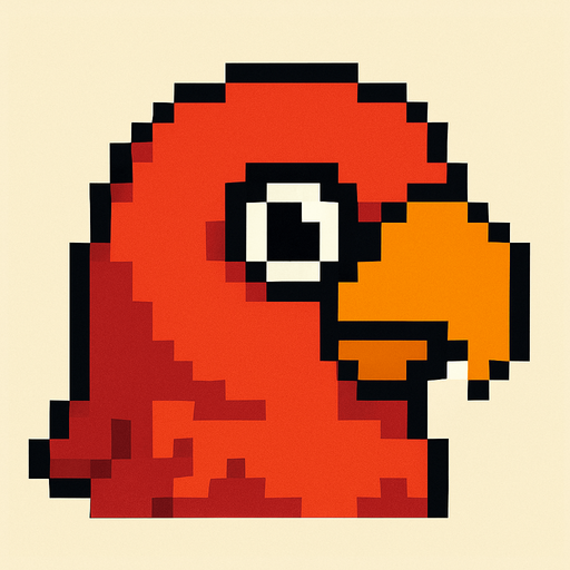 a pixel bird head.
In-Game asset.  2d.  High contrast.  No shadows