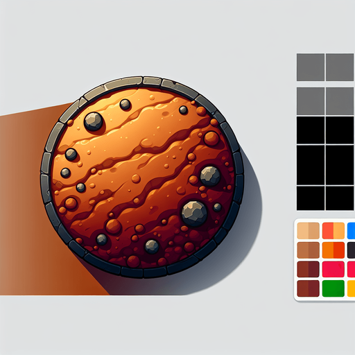 soil button.
Single Game Texture.  In-Game asset.  2d.  Blank background.  High contrast.  No shadows