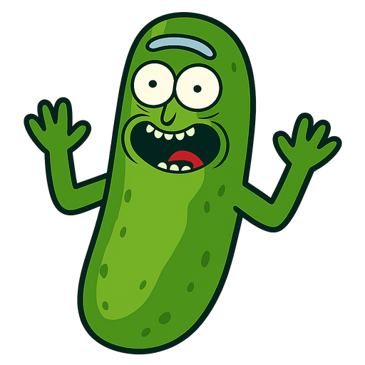 very well known pickles make Rick memes. single character. no writing..
In-Game asset.  2d.  High contrast.  No shadows