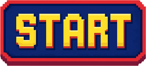 Start в космической пмксельном стиле.
In-Game asset.  2d.  High contrast.  No shadows