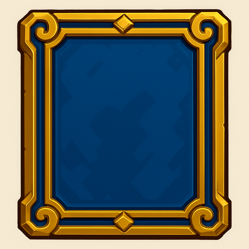 Golden framed blue panel.
In-Game asset.  2d.  High contrast.  No shadows