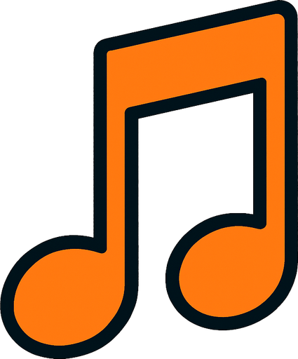 turuncu renkte 2d mi notasini yarat.
In-Game asset.  2d.  High contrast. no shadows