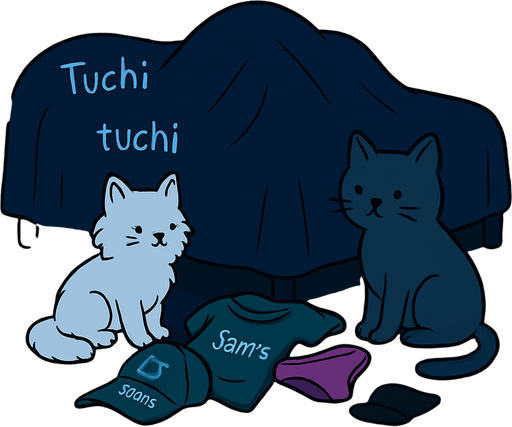 Los gatitos estan separados, sus dueños estan debajo de las sabanas tapados, los corazones deben estar arriba de la silueta en la cama, y los textos de tuchi tuchi igual.

eS UNA ESCENA ALGO MORBOSA pero no se ve nada, que la figura en las sabanas abarque gran parte de la cama