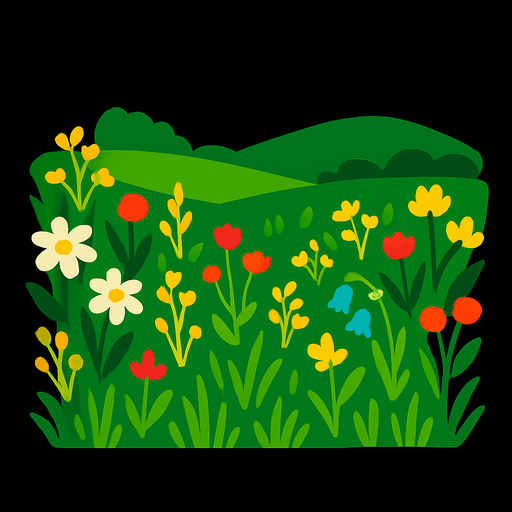 meadow.
In-Game asset.  2d.  High contrast.  No shadows