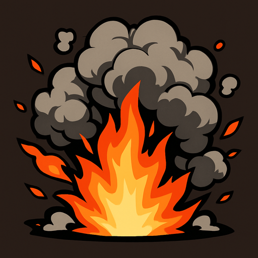 patlama efekti alev duman.
In-Game asset.  2d.  High contrast.  No shadows