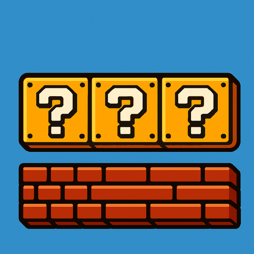 super mario themed jumping platform with "?" signs.
In-Game asset.  2d.  High contrast.  No shadows